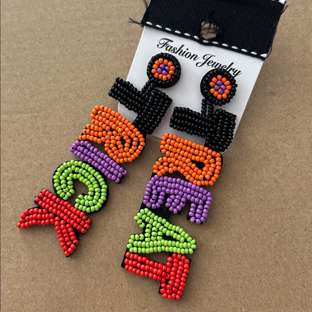 Halloween Seed bead Trick Treat Earring Studs NWT